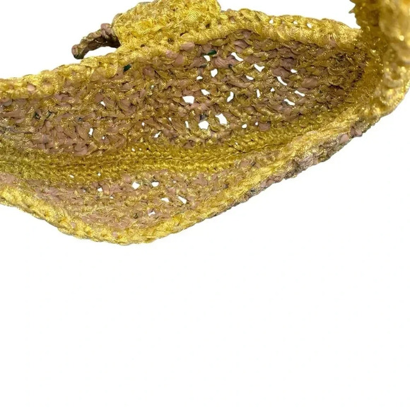 Celestial Sun Handbag Purse Metallic Gold Medium Shoulder Crochet Astrology - Picture 6 of 7